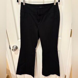 INC Black Mid Rise Wide Leg Stretch Pants Zipper/Hook Pockets Flare leg